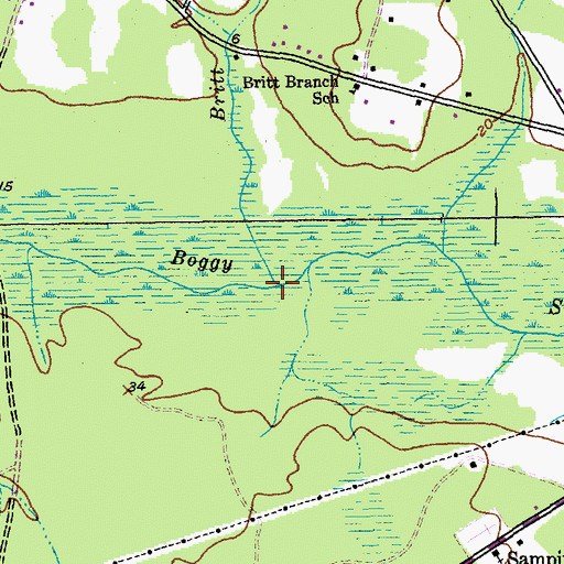 Topographic Map of Britt Branch, SC