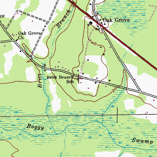 Topographic Map of Britt Branch School, SC