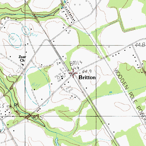 Topographic Map of Britton, SC