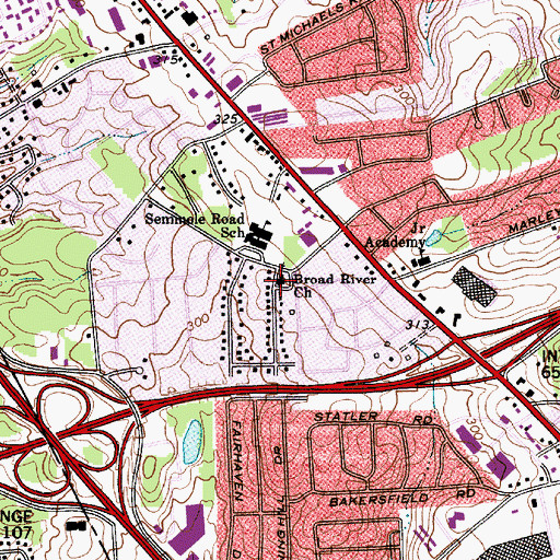 Topographic Map of Broad River Church, SC