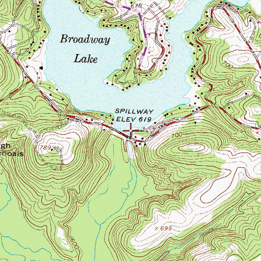 Topographic Map of Broadway Lake, SC