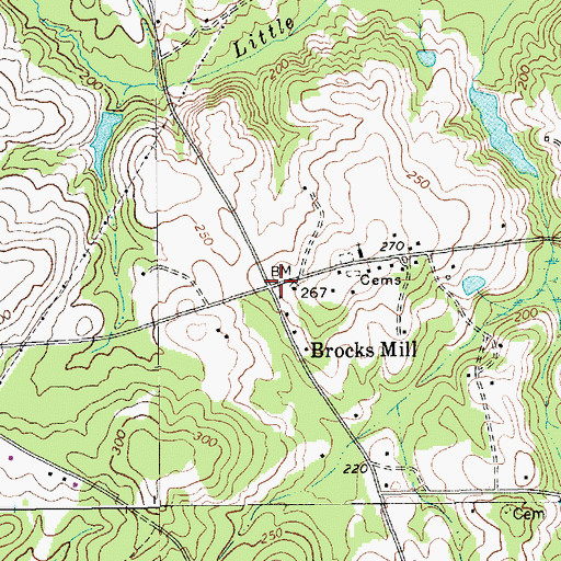 Topographic Map of Brocks Mill, SC