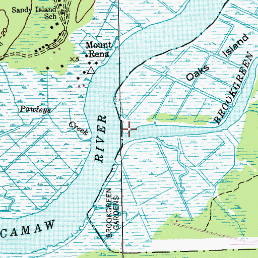 Topographic Map of Brookgreen Creek, SC