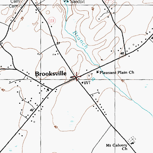 Topographic Map of Brooksville, SC