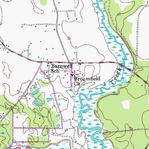 Topographic Map of Broomfield Church, SC