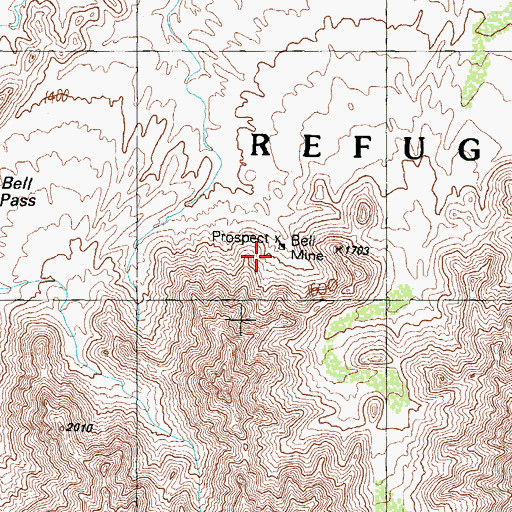 Topographic Map of Bell Mine, AZ