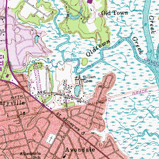 Topographic Map of Brown Cemetery, SC