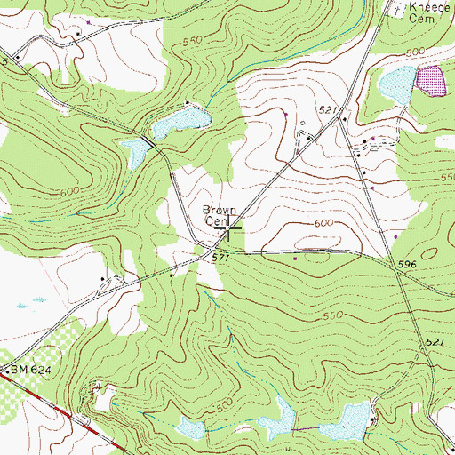 Topographic Map of Brown Cemetery, SC