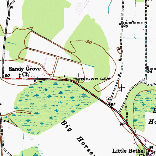 Topographic Map of Brown Cemetery, SC