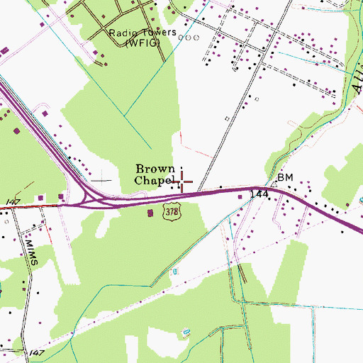Topographic Map of Brown Chapel, SC