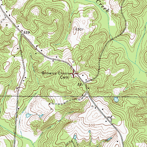 Topographic Map of Browns Creek Cemetery, SC