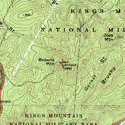 Topographic Map of Browns Mountain, SC