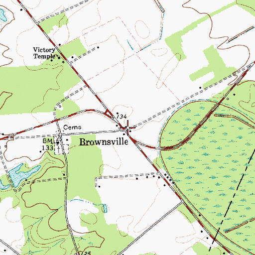 Topographic Map of Brownsville, SC