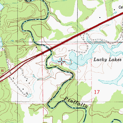 Topographic Map of Lucky Lakes, AL