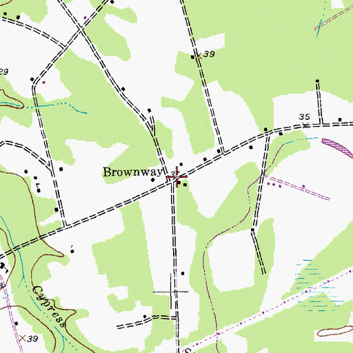 Topographic Map of Brownway, SC