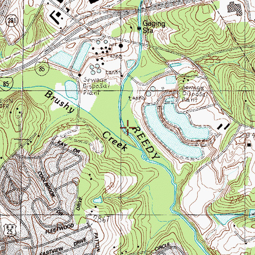 Topographic Map of Brushy Creek, SC