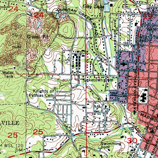 Topographic Map of Luketown Cemetery, AL