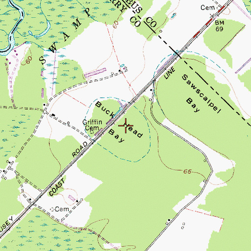 Topographic Map of Buck Head Bay, SC