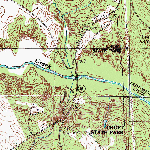 Topographic Map of Buffalo Creek, SC