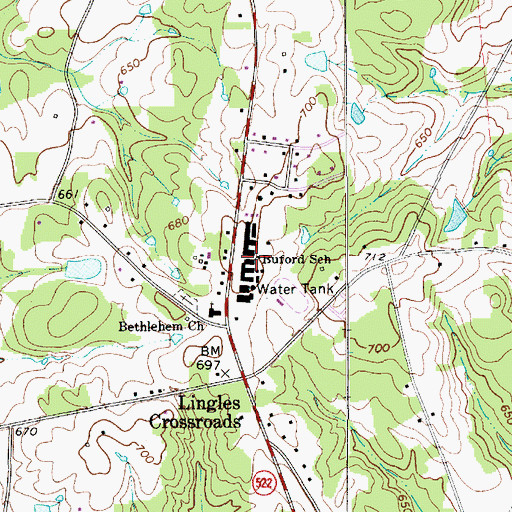 Topographic Map of Buford School, SC