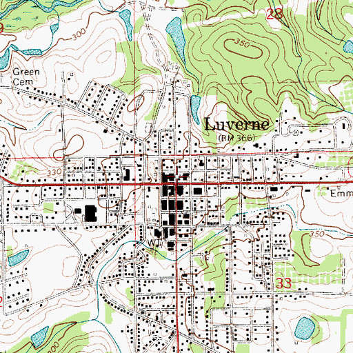 Topographic Map of Luverne, AL