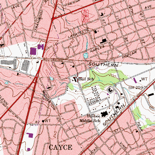 Topographic Map of Bull School, SC