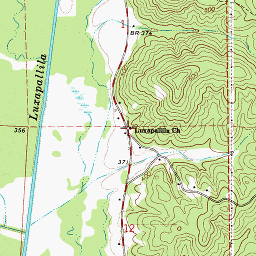 Topographic Map of Luxapallila Church, AL