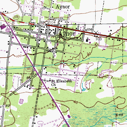 Topographic Map of Bullets Chapel, SC