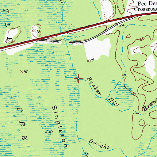 Topographic Map of Bunker Hill Branch, SC