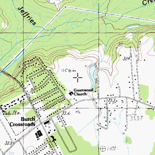 Topographic Map of Burch Cemetery, SC