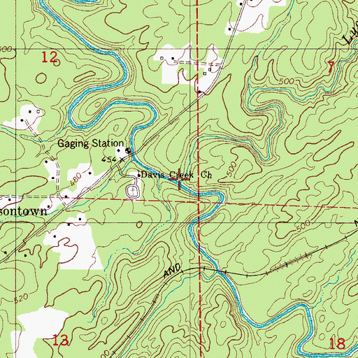 Topographic Map of Lye Branch, AL