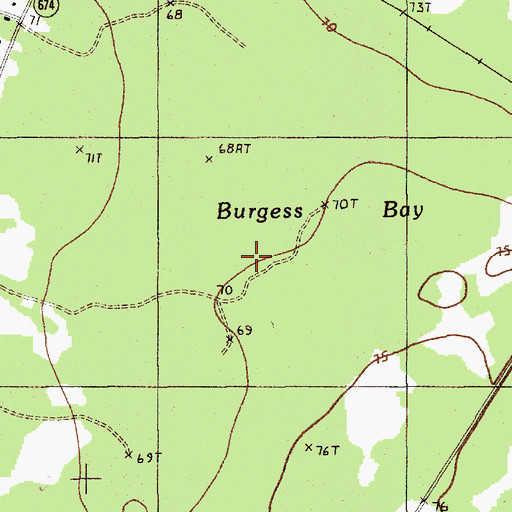 Topographic Map of Burgess Bay, SC