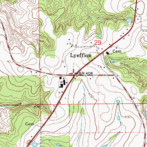 Topographic Map of Lyeffion, AL