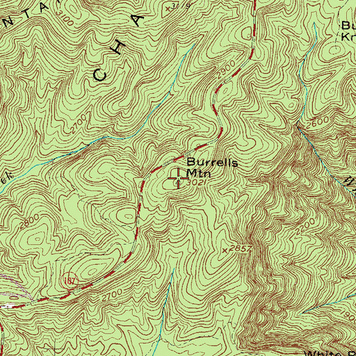 Topographic Map of Burrells Mountain, SC