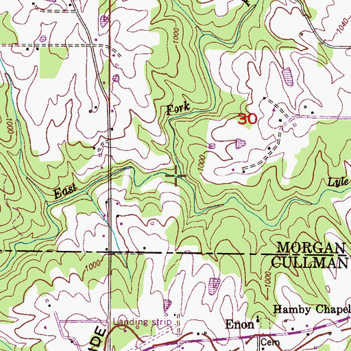 Topographic Map of Lyle Branch, AL