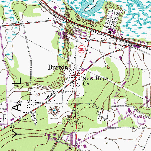 Topographic Map of Burton, SC