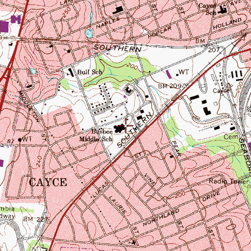 Topographic Map of Busbee Middle School, SC