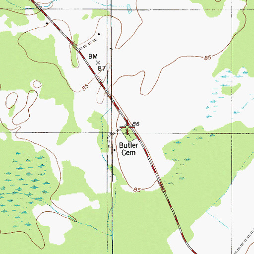 Topographic Map of Butler Cemetery, SC