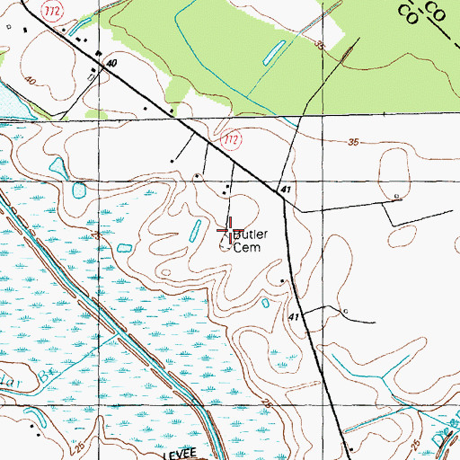 Topographic Map of Butler Cemetery, SC