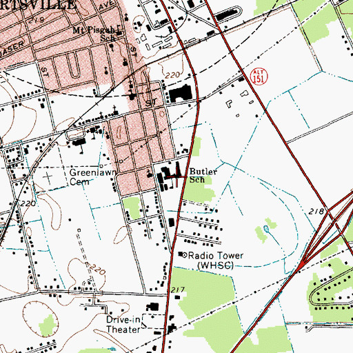 Topographic Map of Butler School, SC