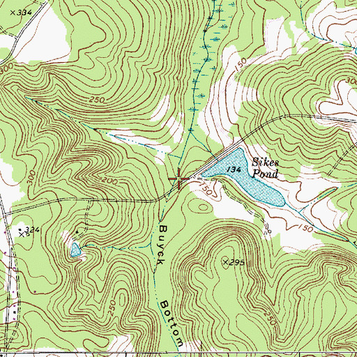 Topographic Map of Buyck Bottom, SC