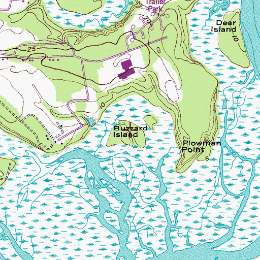 Topographic Map of Buzzard Island, SC