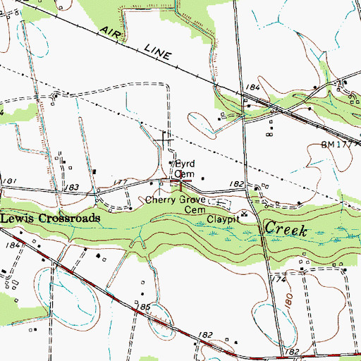 Topographic Map of Byrd Cemetery, SC