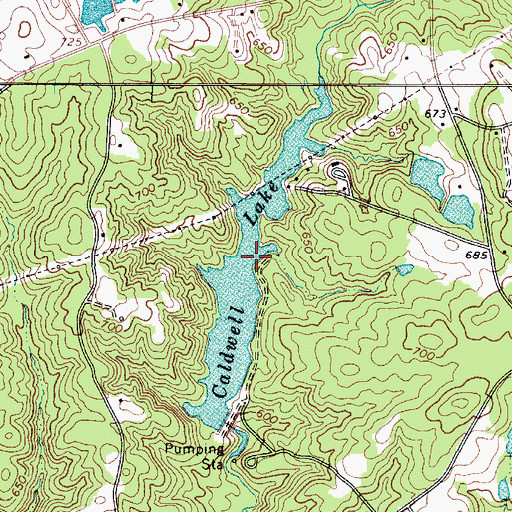 Topographic Map of Caldwell Lake, SC