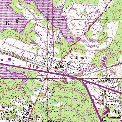Topographic Map of Calhoun, SC