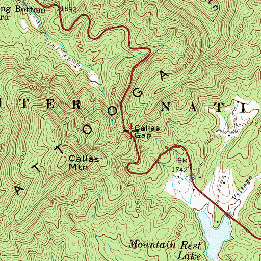 Topographic Map of Callas Gap, SC