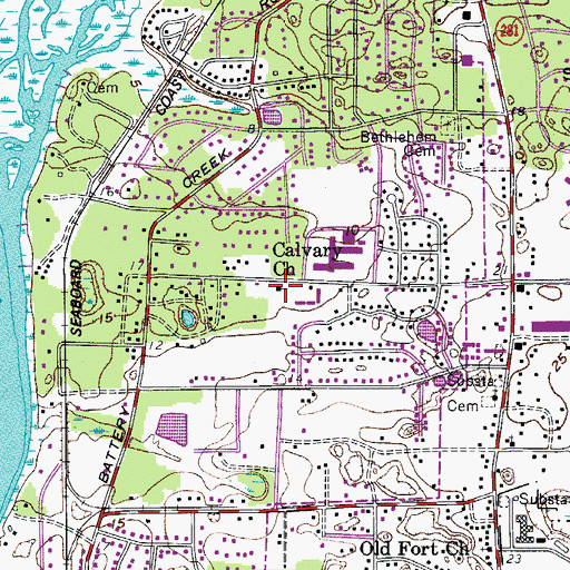 Topographic Map of Calvary Church, SC
