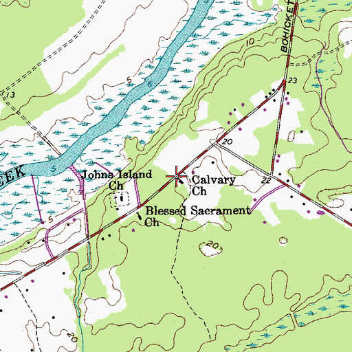 Topographic Map of Calvary Church, SC