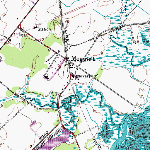 Topographic Map of Calvary Church, SC