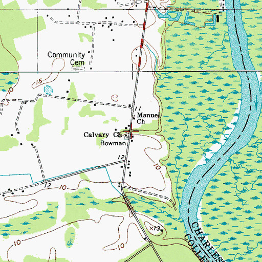 Topographic Map of Calvary Church, SC